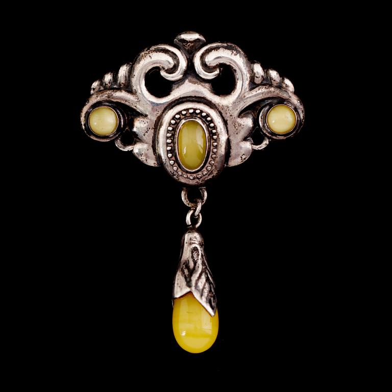 BROSCH, silver, jugend, Clement Berg, Oslo omkring år 1900.