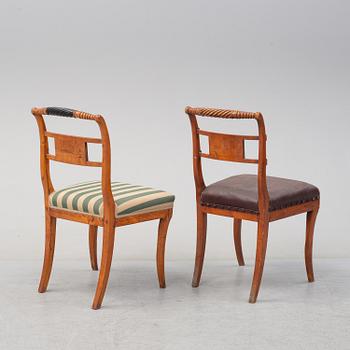 Fourteen first half of the 19th century birch chairs.