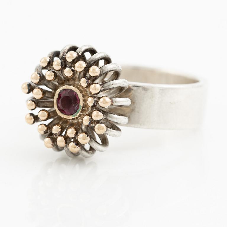 Anders Högberg, ring, sterling silver with a pink stone, Gothenburg 1989.