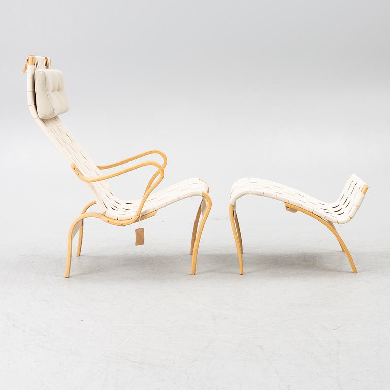 Bruno Mathsson, armchair and footstool, "Miranda", Bruno Mathsson International, Värnamo.