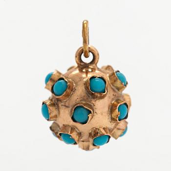 A 14K gold pendant with glass stones. Finnsh import marks.