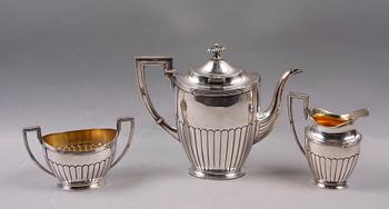 KAFFESERVIS, 3 delar, sterlingsilver, Tyskland. 1900-tal.