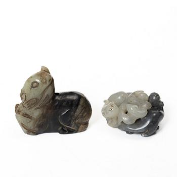 Figuriner, fem stycken, sten. Kina, 1900-tal.