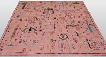A hand-embroidered Kelim carpet, c. 237 x 180 cm.