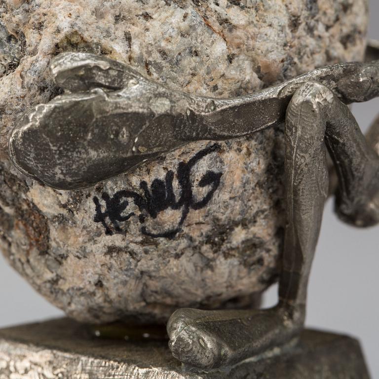 HENRY GUSTAFSSON, skulptur, sten och tenn, signerad.