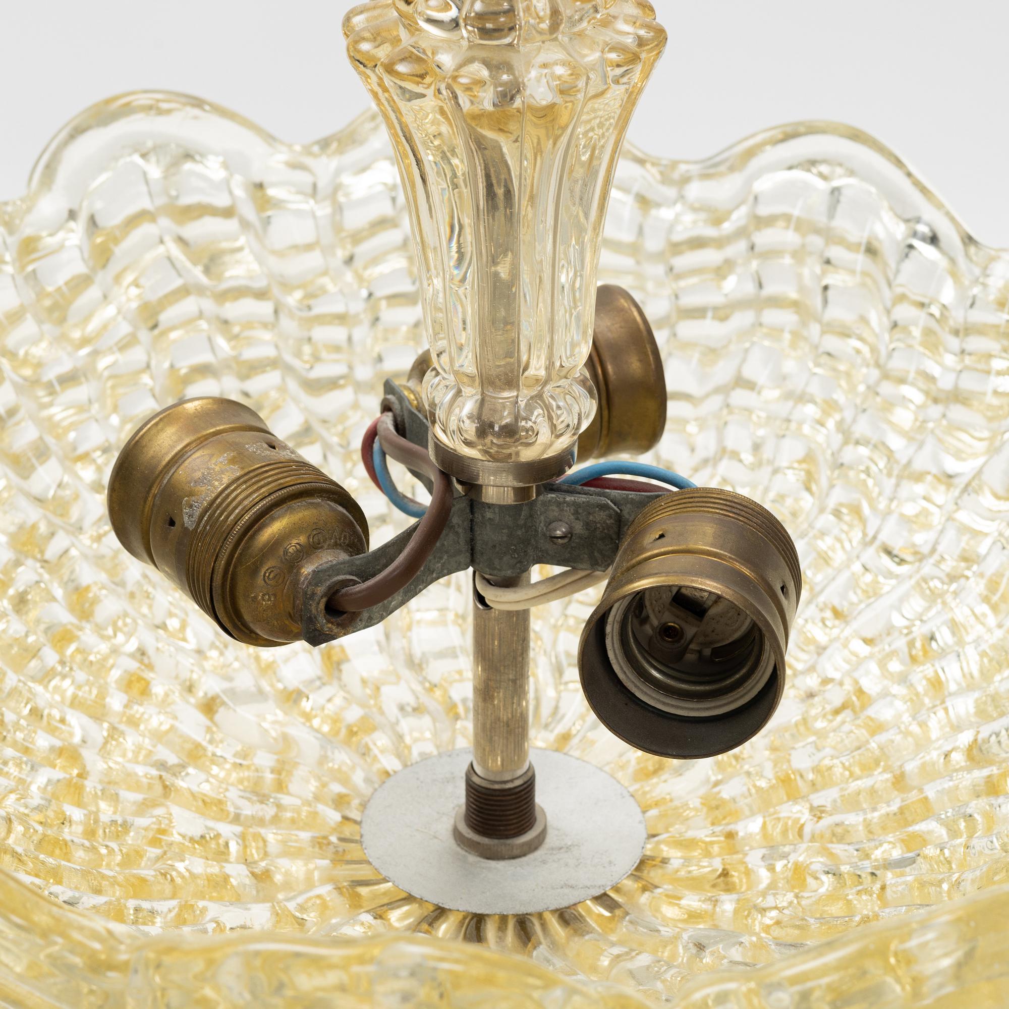 A Swedish Modern glass ceiling light, Orrefors, 1940's.