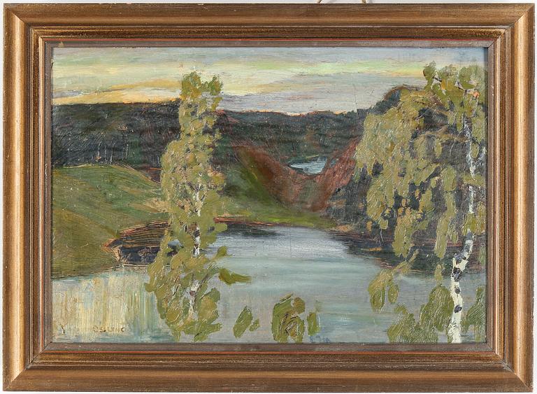 HELMER OSSLUND, olja på smörpapper uppklistrad på pannå. Signerad.