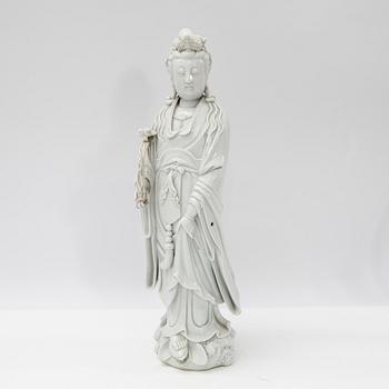 Guanyin, porcelain, blanc de Chine, late Qing dynasty, 19th century.
