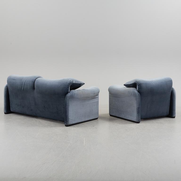 A "Maralunga" sofa and armchair by Vico Magistretti for Cassina Italy.