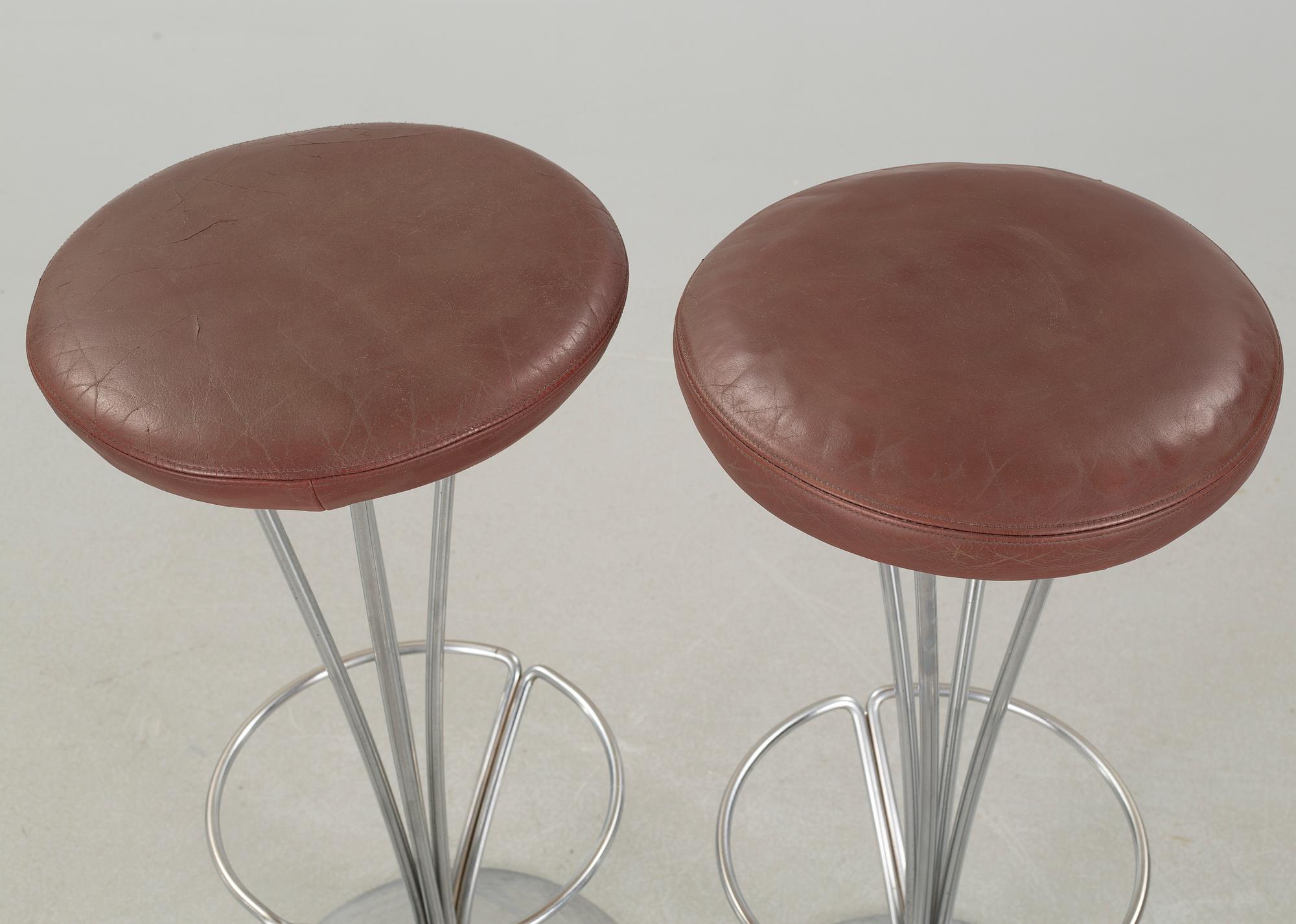 A pir of "FL 9511" bar stools, designed by Piet Hein for fritz Hansen, 20th century.