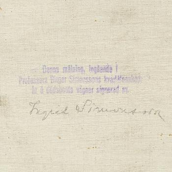 Birger Simonsson, olja på duk, signerad av dödsboet.