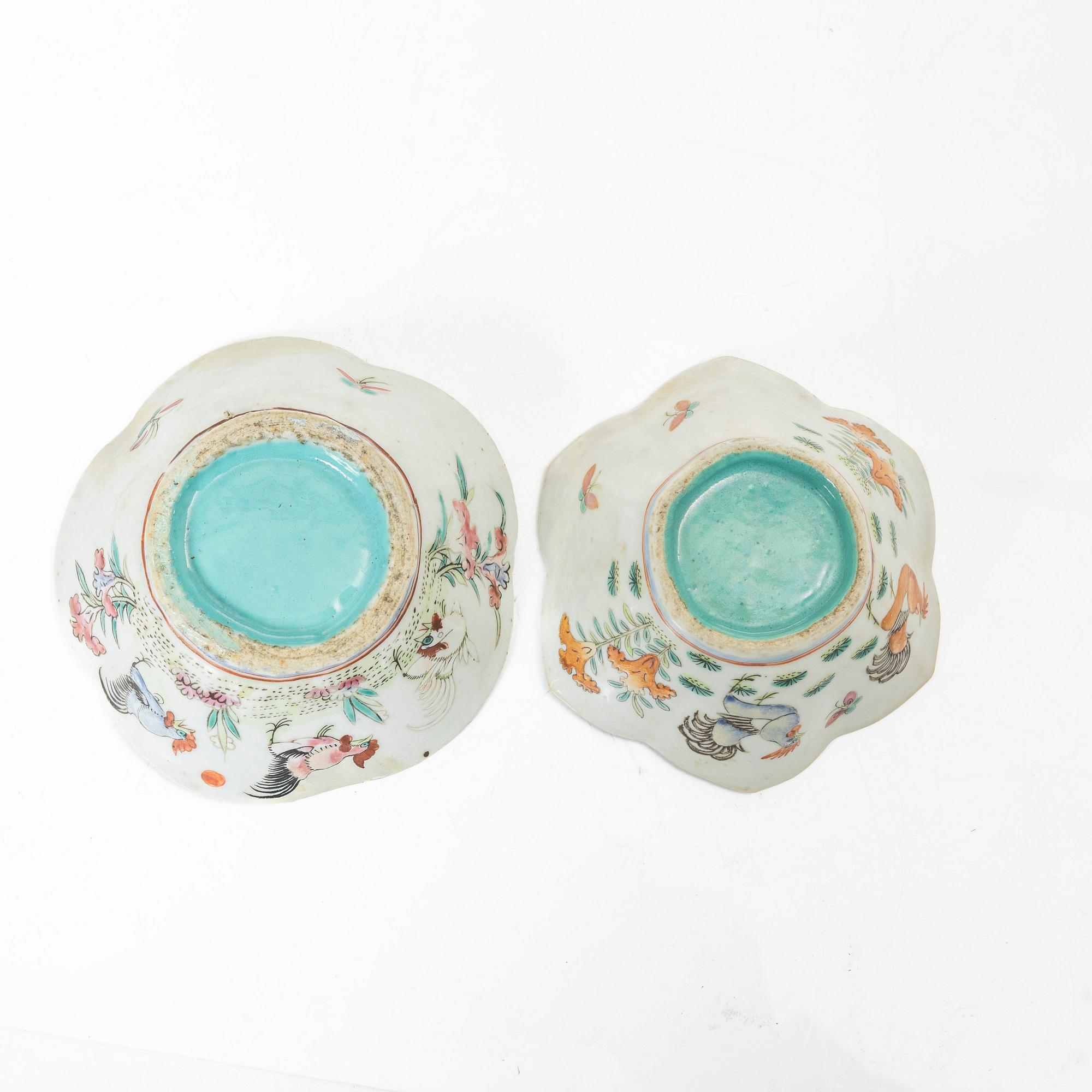 Skålar, sju stycken, porslin, Kina, sen Qingdynasti/omkring 1900.