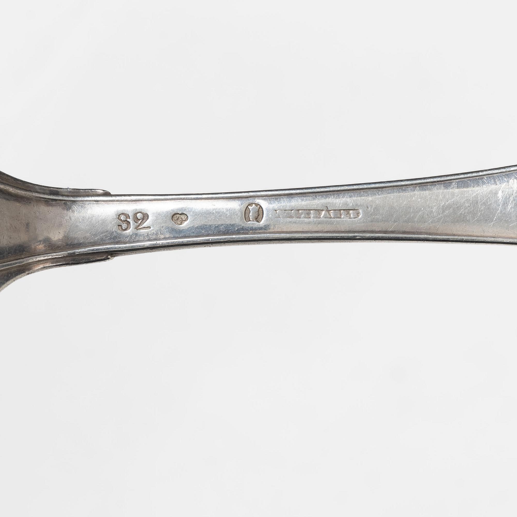 A set of Swedish 19th Century silver spoons (14 pieces).