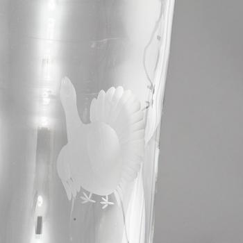 BRICKA samt GLAS, 5 delar, glas och vitmetall, Kosta och GAB, glas daterat 1937?.