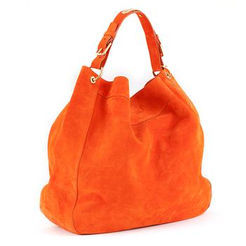 RALPH LAUREN, a orange suede shoulderbag, "Bohemian hobo".