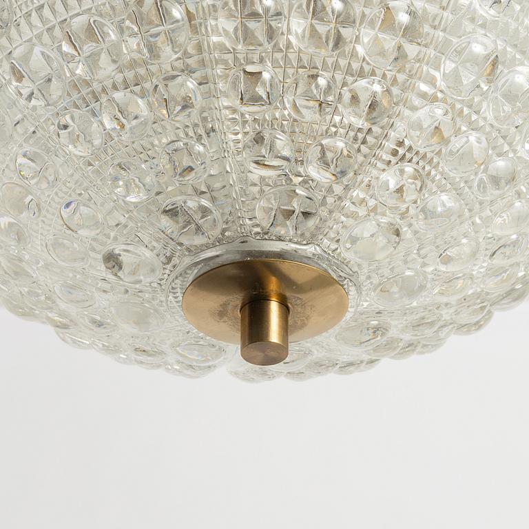 Carl Fagerlund, a set of three ceiling lamps, Orrefors.