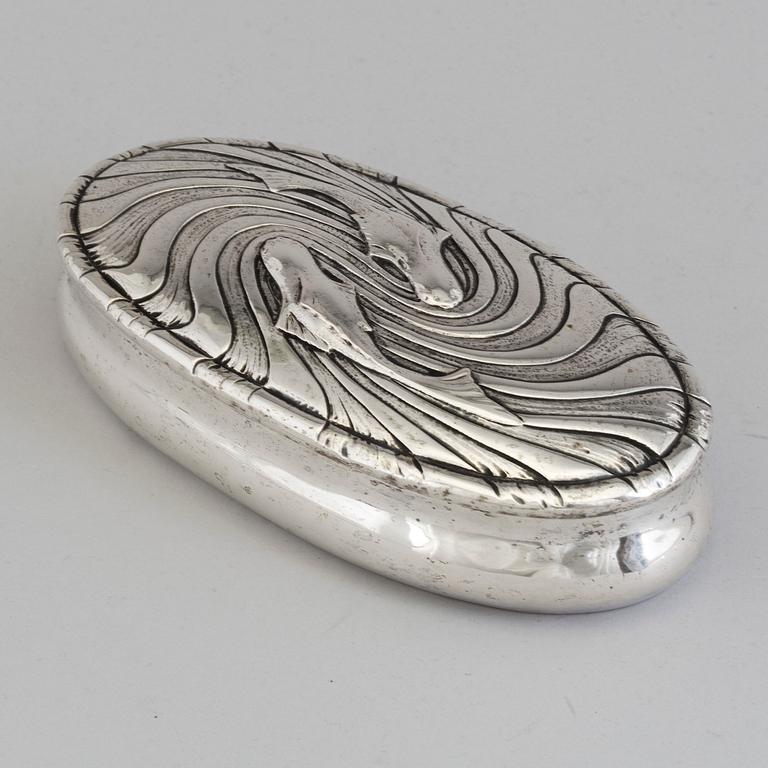 A Danish Art Nouveau lidded parcel-gilt box, maker's mark Mogens Ballins Eft, c. 1910.