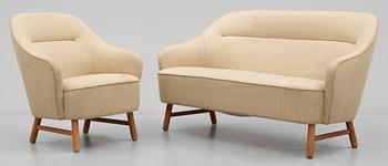 SOFFA samt FÅTÖLJ, 1950/60-tal.