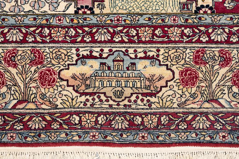 A carpet, figural semi-antique Kerman /Teheran, ca 319 x 210--215 cm.