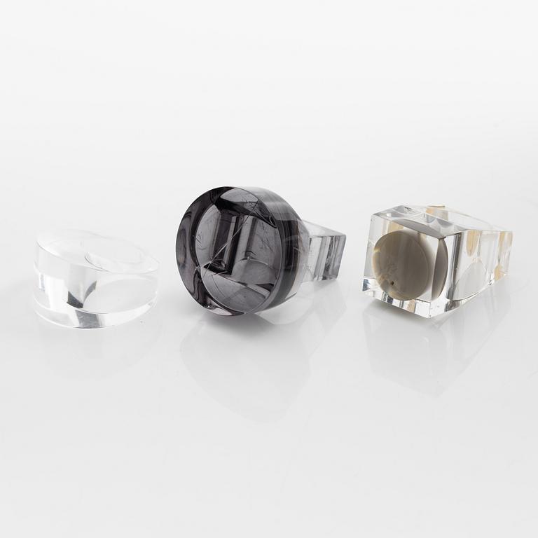 Siv Lagerström, three acrylic rings, 1970s.