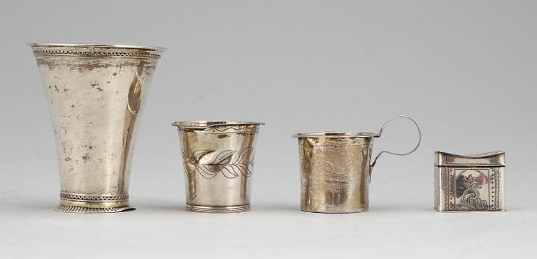 PARTI SILVER, 4 delar, bla Pehr Blommert, 1828. Tot vikt ca 120g.