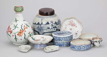 PARTI PORSLIN, 8 delar, Kina, 1700/1800-tal.