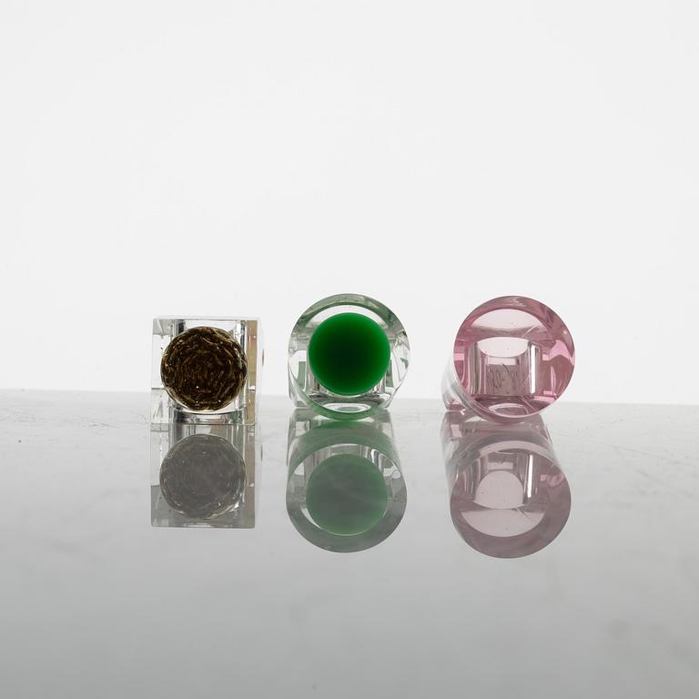 Siv Lagerström, three acrylic plastic rings, 1970s.