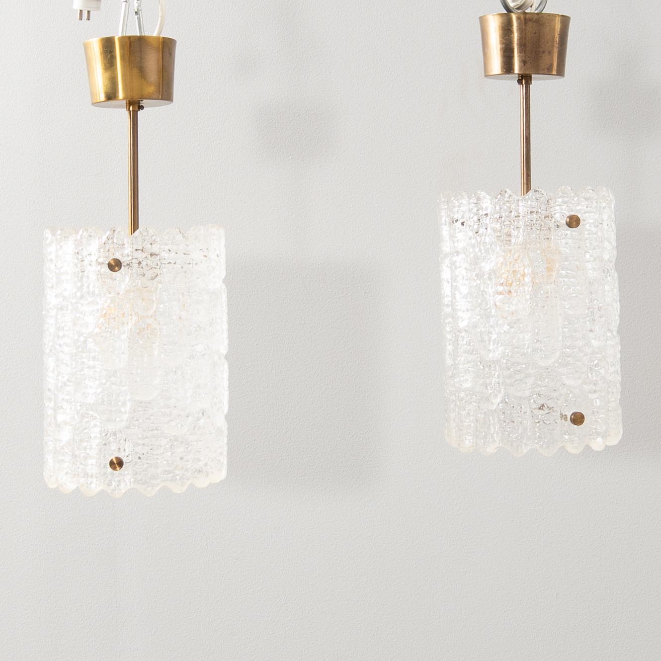 Carl Fagerlund, ceiling lamps a pair Orrefors later part of the 20th century.