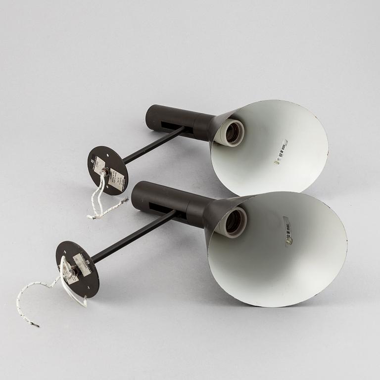 Arne Jacobsen, a pair of 'AJ'-wall lights, Louis Poulsen, Denmark, designed 1959.