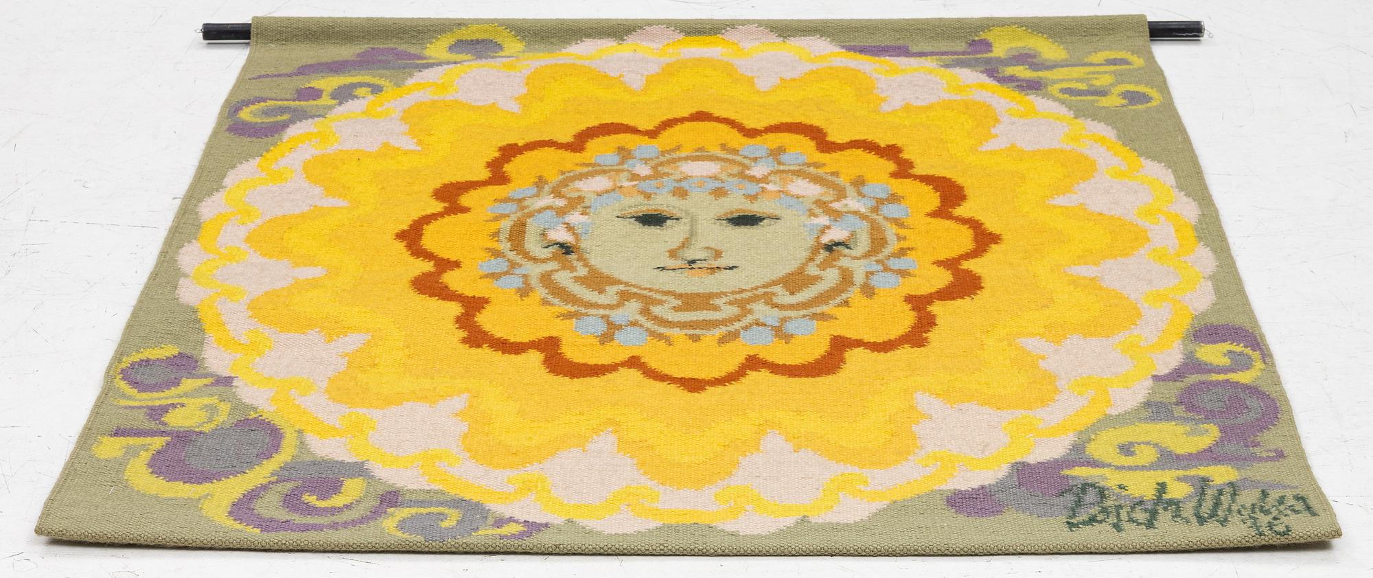 Björn Wiinblad, a wall tapestry, 'Sun Small', Loom Art Collection, Portugal, 1976, c. 118 x 113 cm.