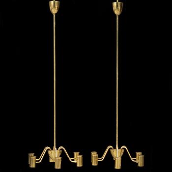 A pair of brass ceiling lights by Hans-Agne Jakobsson, T 372/6, sticker.