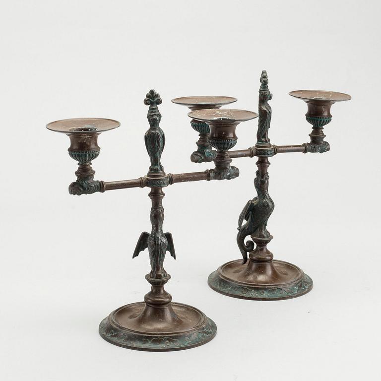 TWO CANDELABRUM, first half of the 20th century.