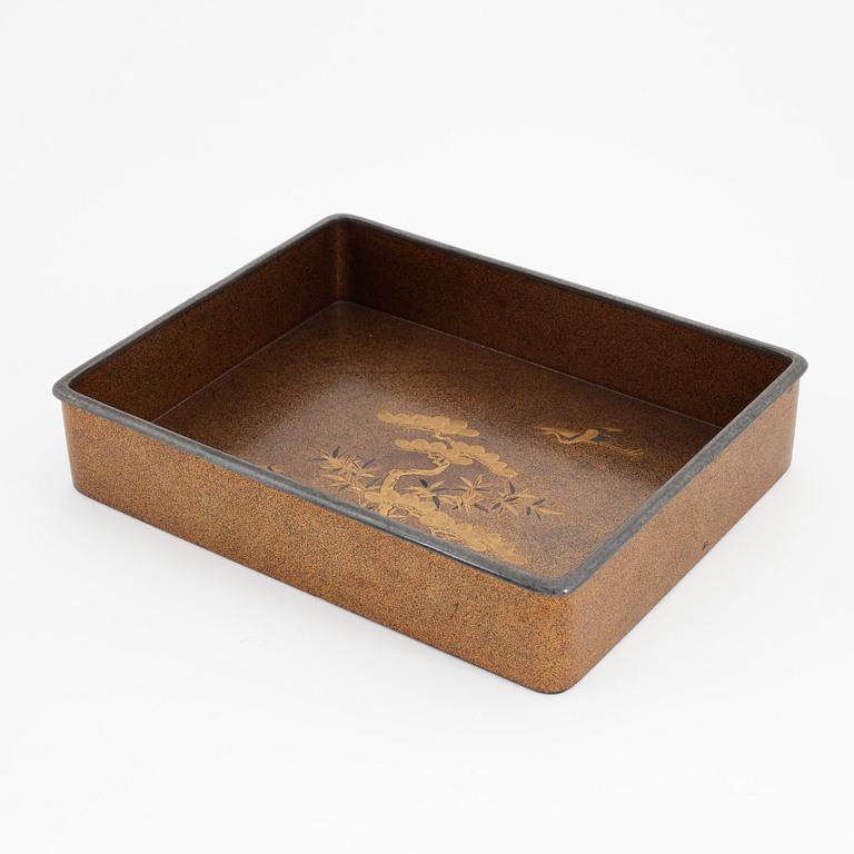 A Japanese laqcuer and maki-e document or paper box, also called "Ryoshibako" Meiji period (1968-1912).