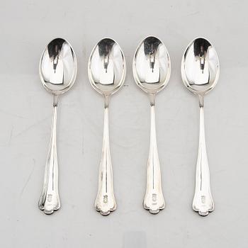 A Swedish 20th century set of 15 silver spoons mark of Hallbergs Stockholm 1948, weight 1352 grams.