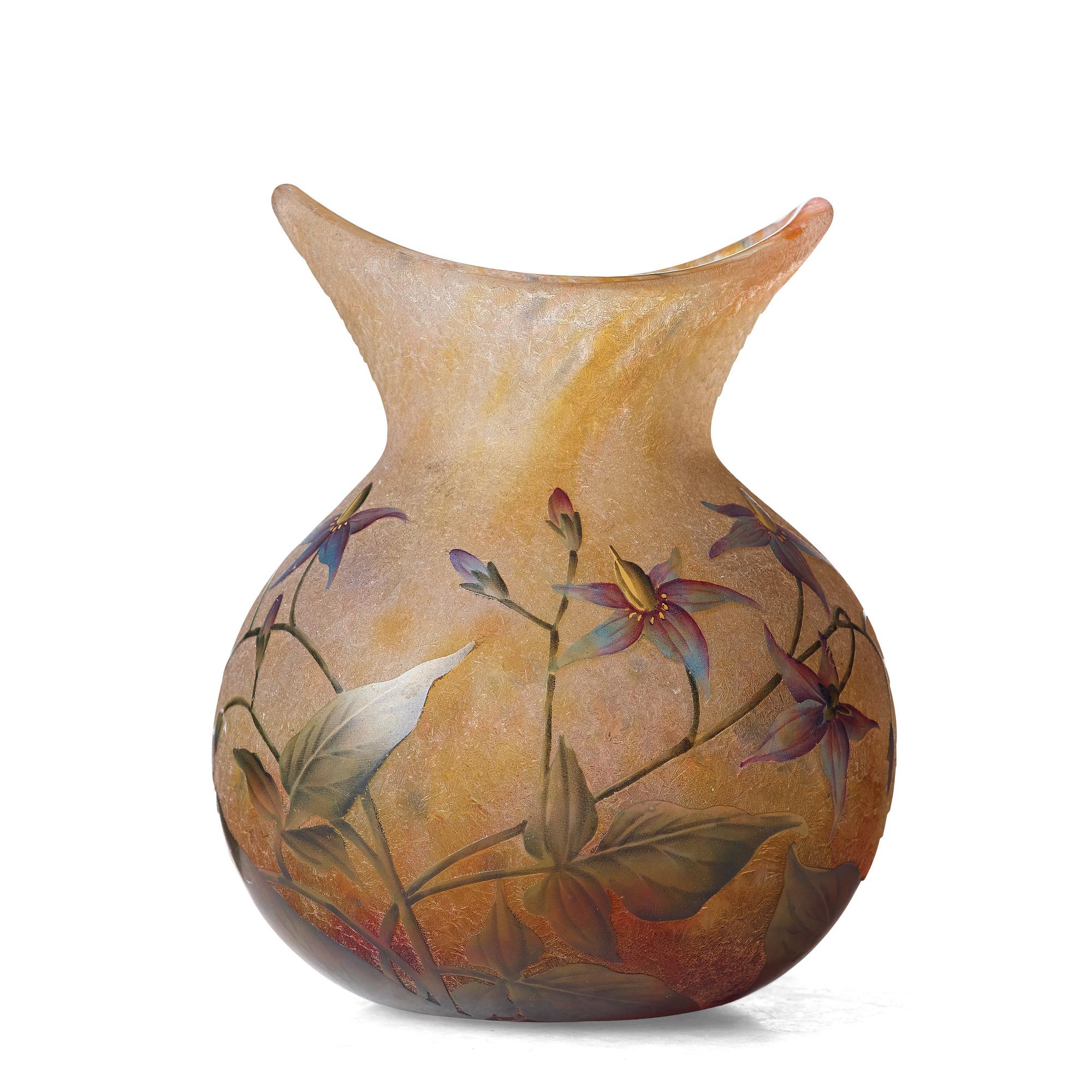 DAUM, an Art Nouveau enamel painted vase, Nancy, France ca 1900.