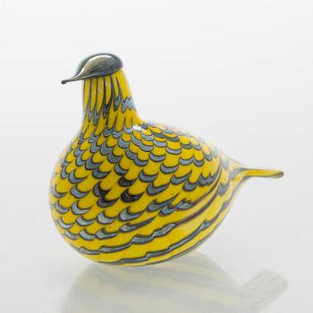 Oiva Toikka, glasfågel, "Grouce Yellow", signerad O. Toikka Nuutajärvi.