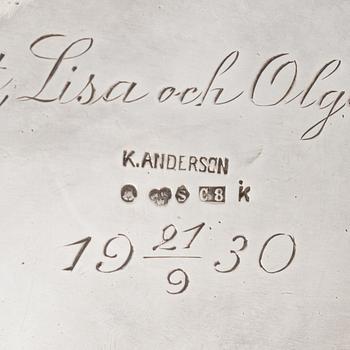 A Swedish Silver Coffee Pot, mark of K Anderson, Stockholm 1929.