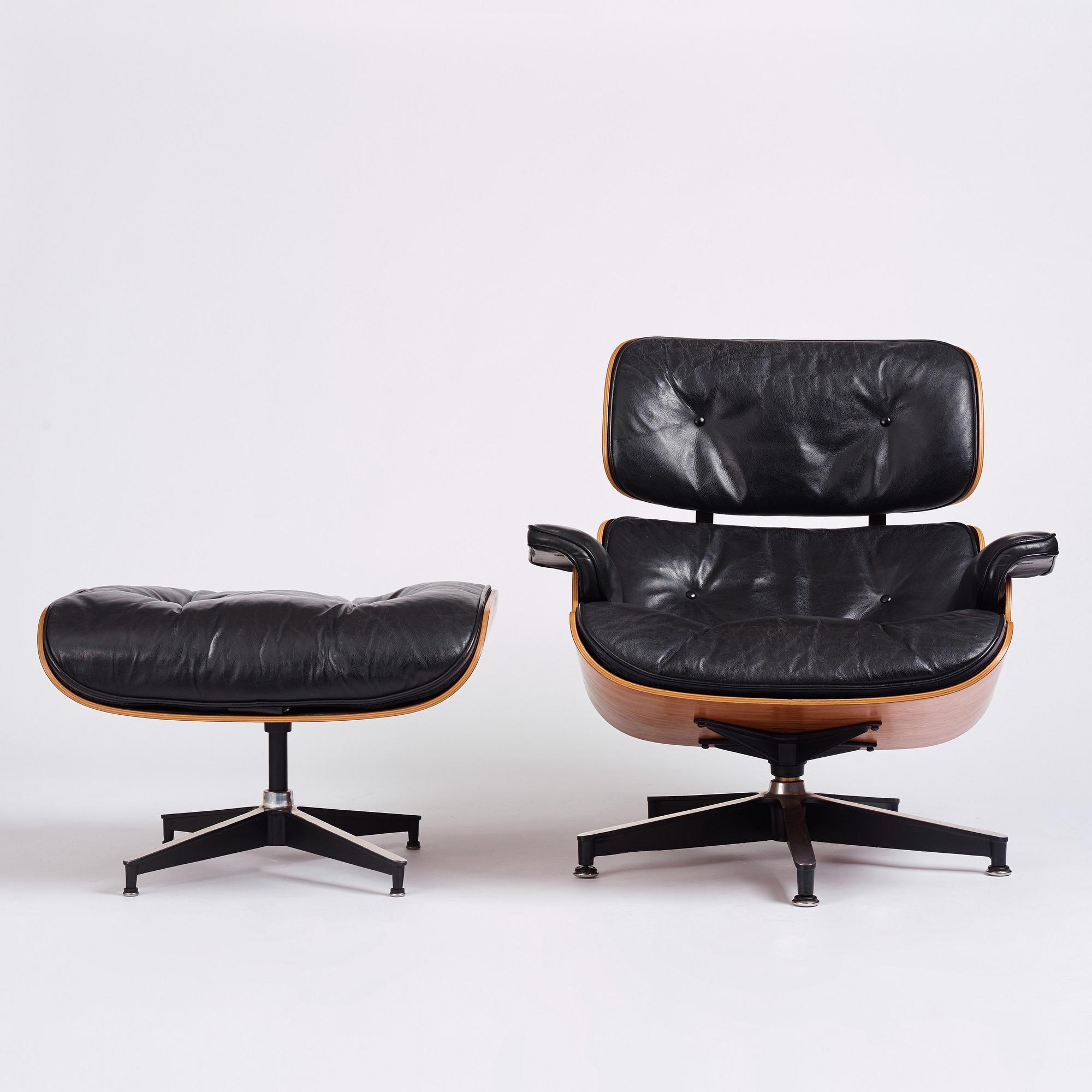 Charles & Ray Eames, a 'Lounge chair' and ottoman, Herman Miller, 1960-1970s.