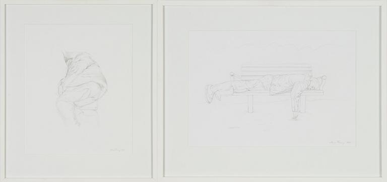 Anna Finney, two drawings, pencil, signed and dated 2005.