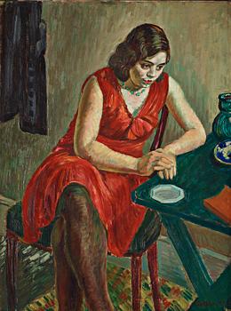 Axel Nilsson, "Kvinna i röd klänning" (A woman in a red dress).