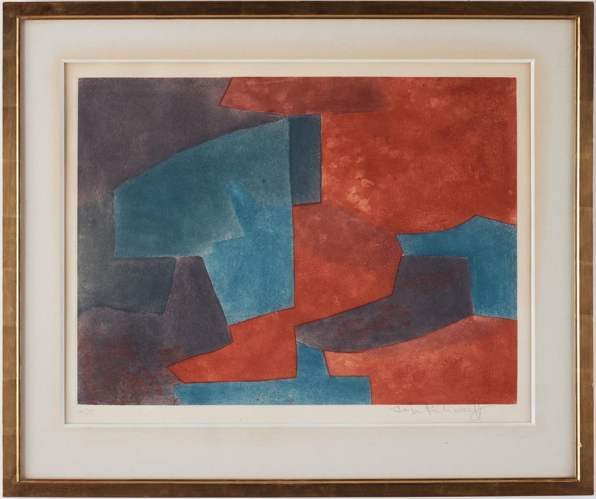 Serge Poliakoff, "Composition grise, bleue et rouge".