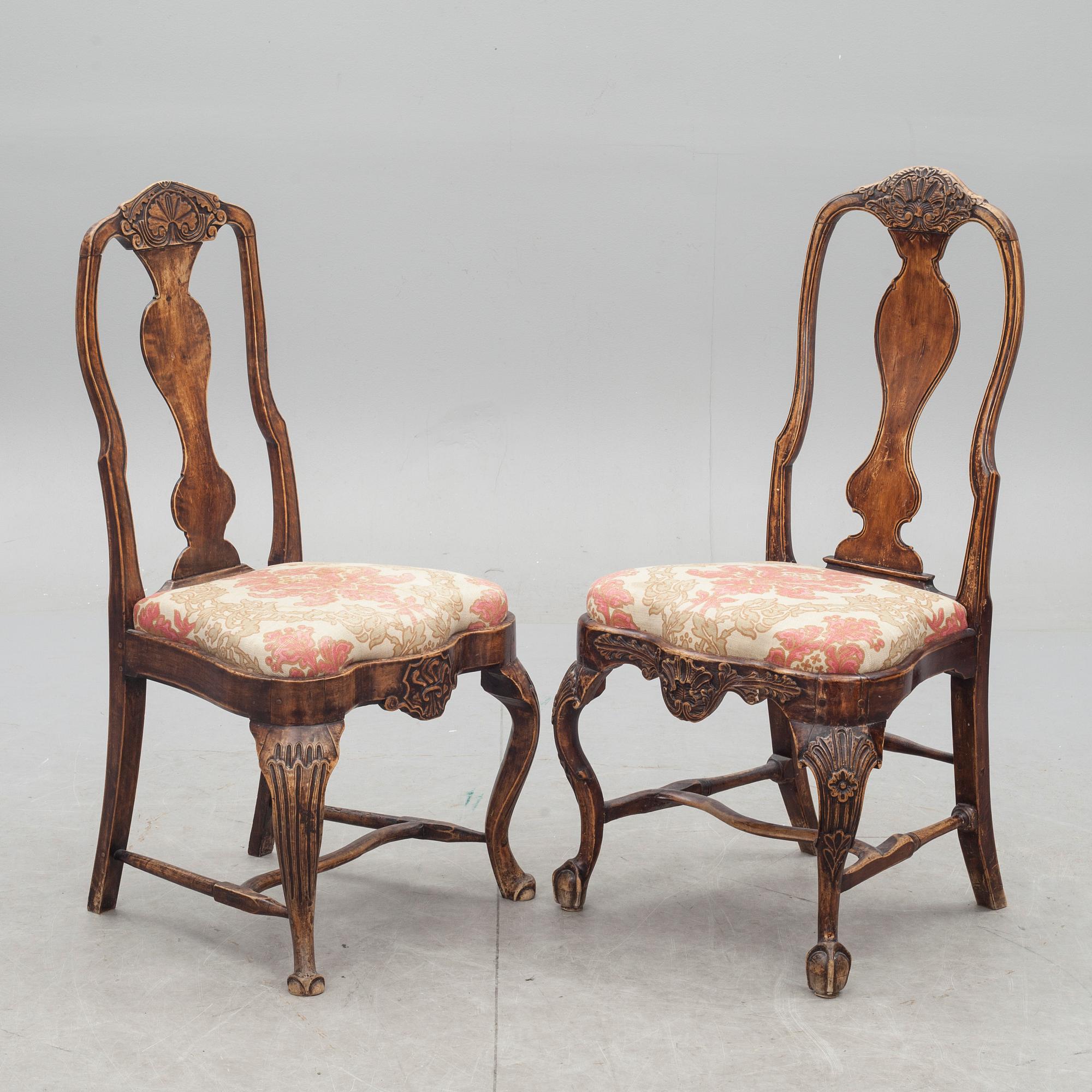 STOLAR, 2 st snarlika, rokoko, 1700-talets mitt.