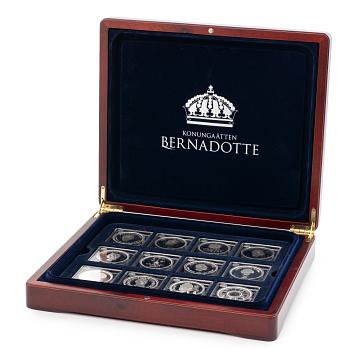 Medals, 24, silver .925, “The Bernadotte Dynasty”, Mynthuset Sverige.