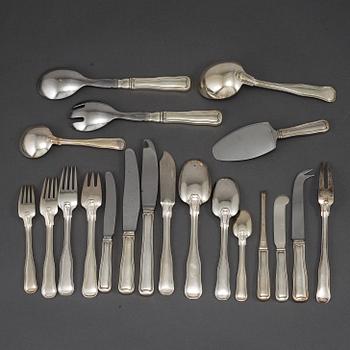 GEORG JENSEN, 161 psc sterling silver cutlery 'Old Danish/Dobbeltriflet', Denmark.