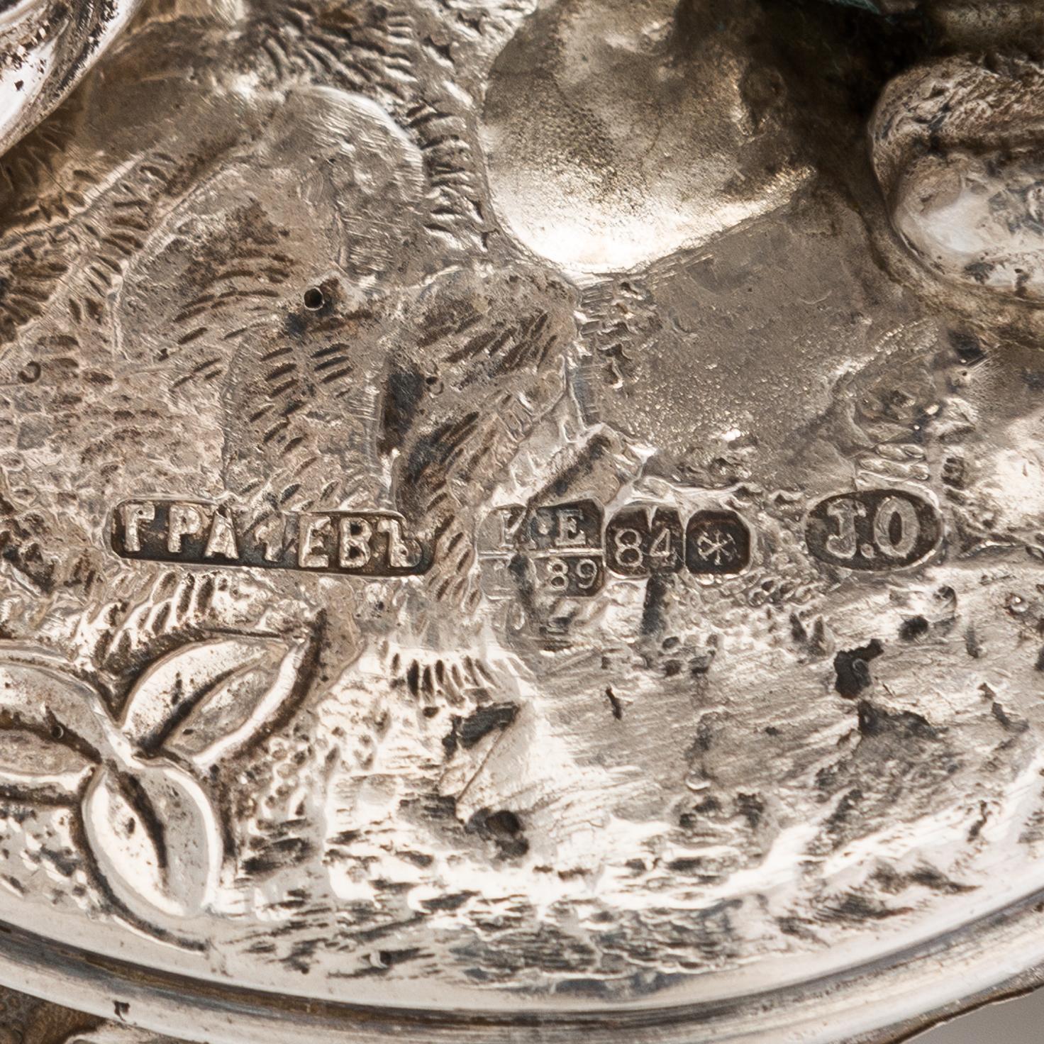 Johan Olsonius, saltkar, silver, Grachev, S:t Petersburg 1889.