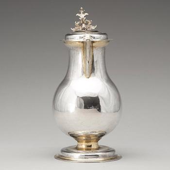 Didrik Hansson Hysing, vinkanna, silver, (verksam i Stockholm 1676-1701). Barock.