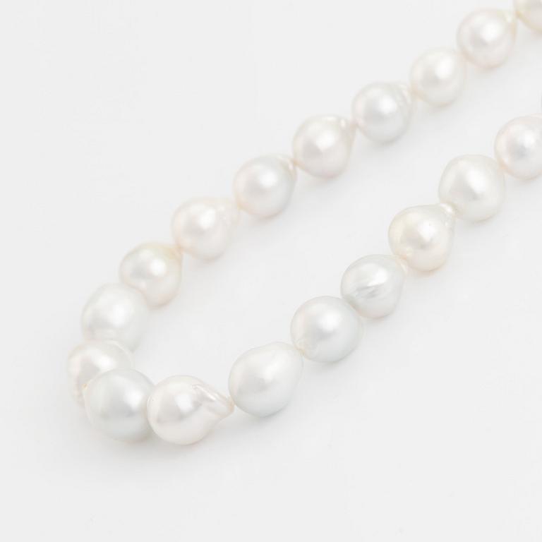 A cultured South Sea pearl necklace.