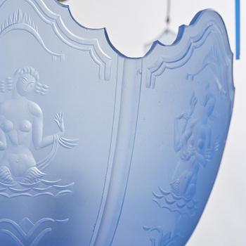 Edward Hald, a Swedish Grace ceiling lamp, Orrefors, 1920s.