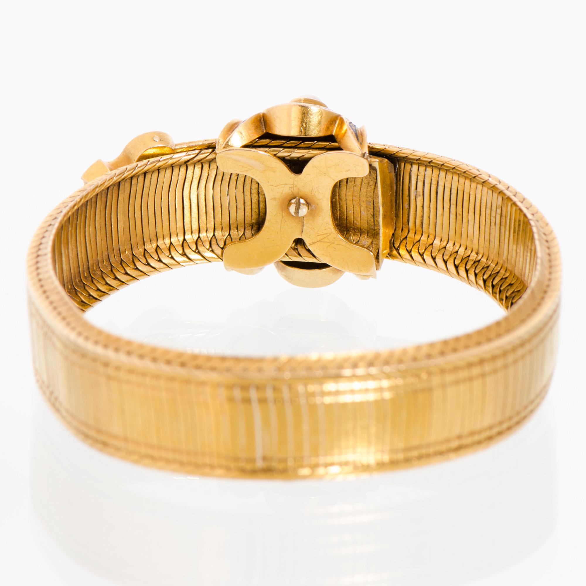 ARMBAND, emalj, pärlor, 18K guld, sent 1800-tal.