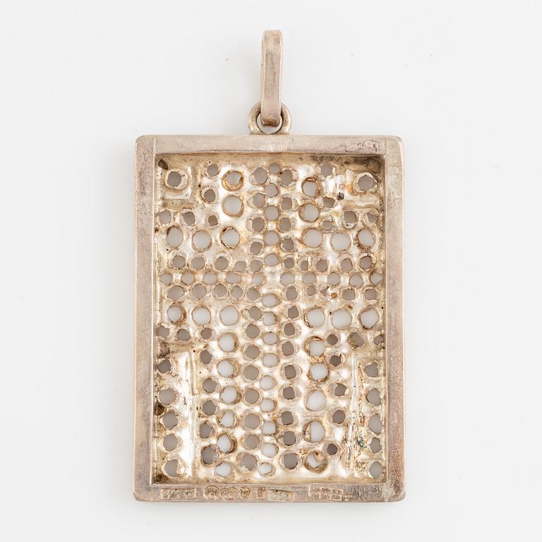 Lars Arby, a neck ring, two pendants and two pairs of earrings, silver, Gothenburg circa 1966, 1976, 1977 and 1980.